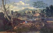 Nicolas Poussin Ideale Landschaft painting
